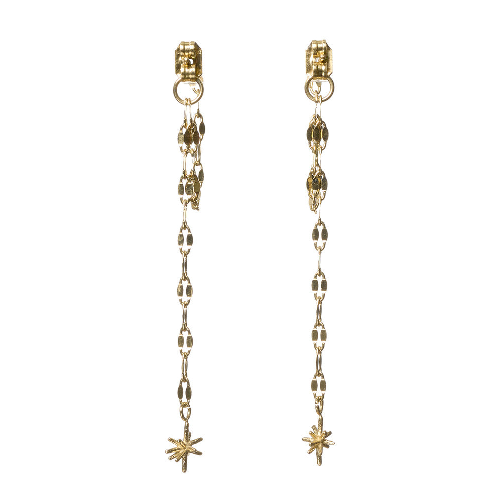 【LIMITED NUMBER/リミテッドナンバー】  MOON stainless collection ピアス メタル ミニ ブライトスター ペタルチェーン スウィング バックキャッチ ステンレス スタッドピアス