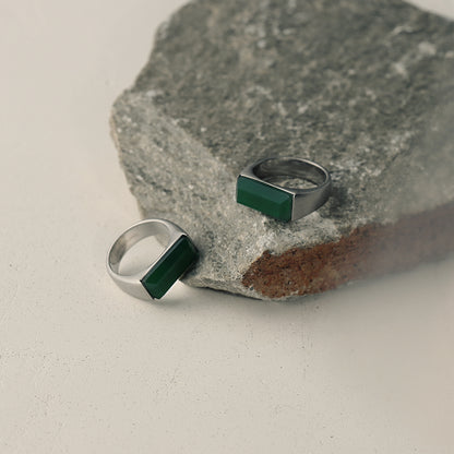 【LIMITED NUMBER】STAINLESS collection リング メタル レクタングル 天然石 13号 17号 指輪