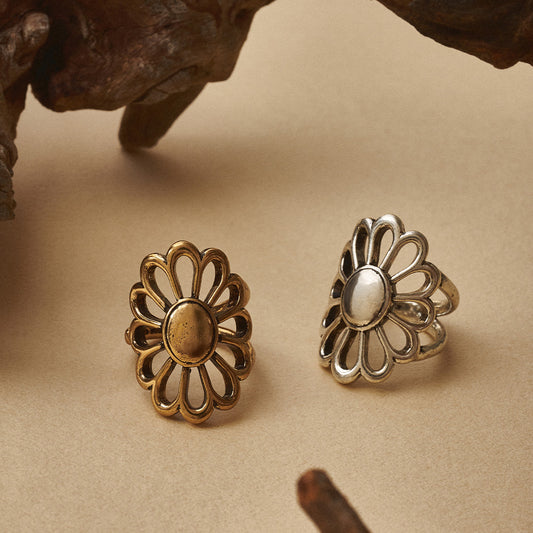 【LIMITED NUMBER】Vintage Like/volume ring リング ニッケルフリー メタル フラワー 透かし フリーサイズ 指輪