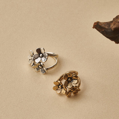 【LIMITED NUMBER】Vintage Like/volume ring リング ニッケルフリー メタル トリプル フラワー フリーサイズ 指輪