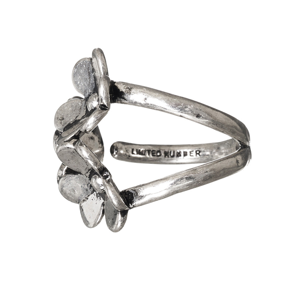 【LIMITED NUMBER】Vintage Like/volume ring リング ニッケルフリー メタル トリプル フラワー フリーサイズ 指輪
