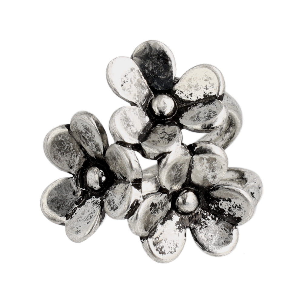 【LIMITED NUMBER】Vintage Like/volume ring リング ニッケルフリー メタル トリプル フラワー フリーサイズ 指輪