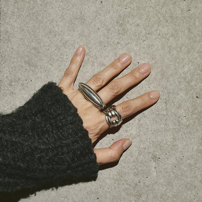 【LIMITED NUMBER】Vintage Like/volume ring リング ニッケルフリー メタル ロング オーバル フリーサイズ 指輪