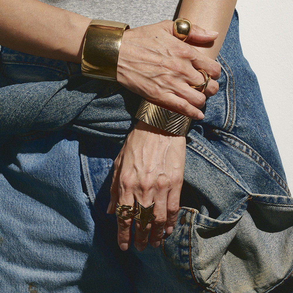 【LIMITED NUMBER】Vintage Like/volume ring リング ニッケルフリー メタル スター テクスチャー フリーサイズ 指輪