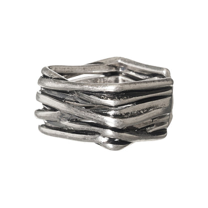 【LIMITED NUMBER】Vintage Like/volume ring リング ニッケルフリー メタル スクエア クロスライン フリーサイズ 指輪