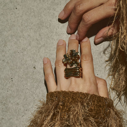 【LIMITED NUMBER】Vintage Like/volume ring リング ニッケルフリー メタル スクエア クロスライン フリーサイズ 指輪