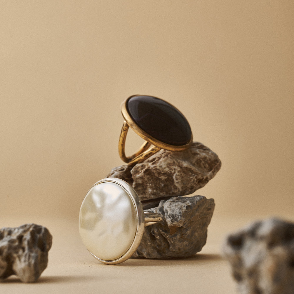 【LIMITED NUMBER】Vintage Like/volume ring リング ニッケルフリー メタル サークル フレーム マーブル カラー フリーサイズ 指輪