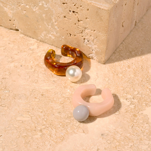 【LIMITED NUMBER/リミテッドナンバー】MELLOW センター ボール パール ウェーブ ツートンカラーボール 14号 指輪