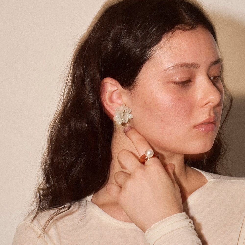 【LIMITED NUMBER/リミテッドナンバー】MELLOW センター ボール パール ウェーブ ツートンカラーボール 14号 指輪