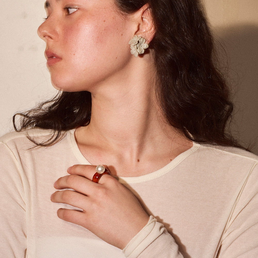 【LIMITED NUMBER/リミテッドナンバー】MELLOW センター ボール パール ウェーブ ツートンカラーボール 14号 指輪