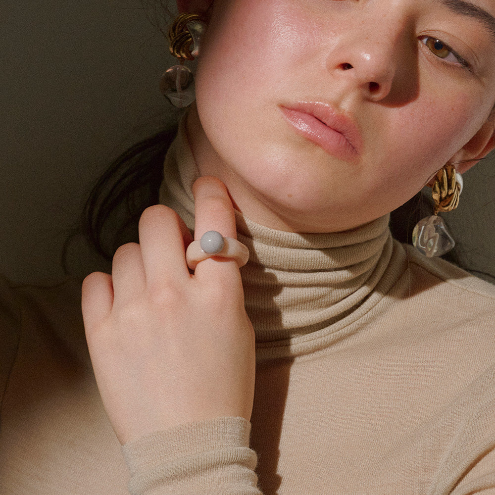 【LIMITED NUMBER/リミテッドナンバー】MELLOW センター ボール パール ウェーブ ツートンカラーボール 14号 指輪