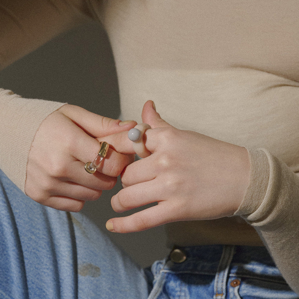 【LIMITED NUMBER/リミテッドナンバー】MELLOW センター ボール パール ウェーブ ツートンカラーボール 14号 指輪