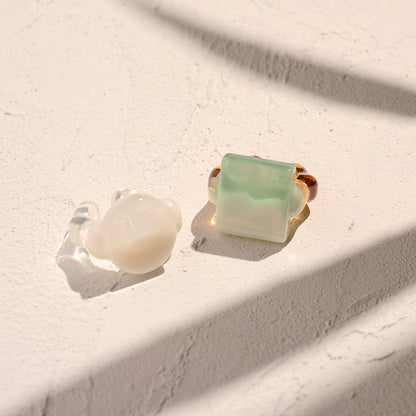 【LIMITED NUMBER/リミテッドナンバー】MELLOW スクエア サークル ウェーブ クリア マーブル カラーボール 12号 指輪