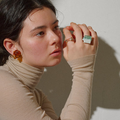 【LIMITED NUMBER/リミテッドナンバー】MELLOW スクエア サークル ウェーブ クリア マーブル カラーボール 12号 指輪