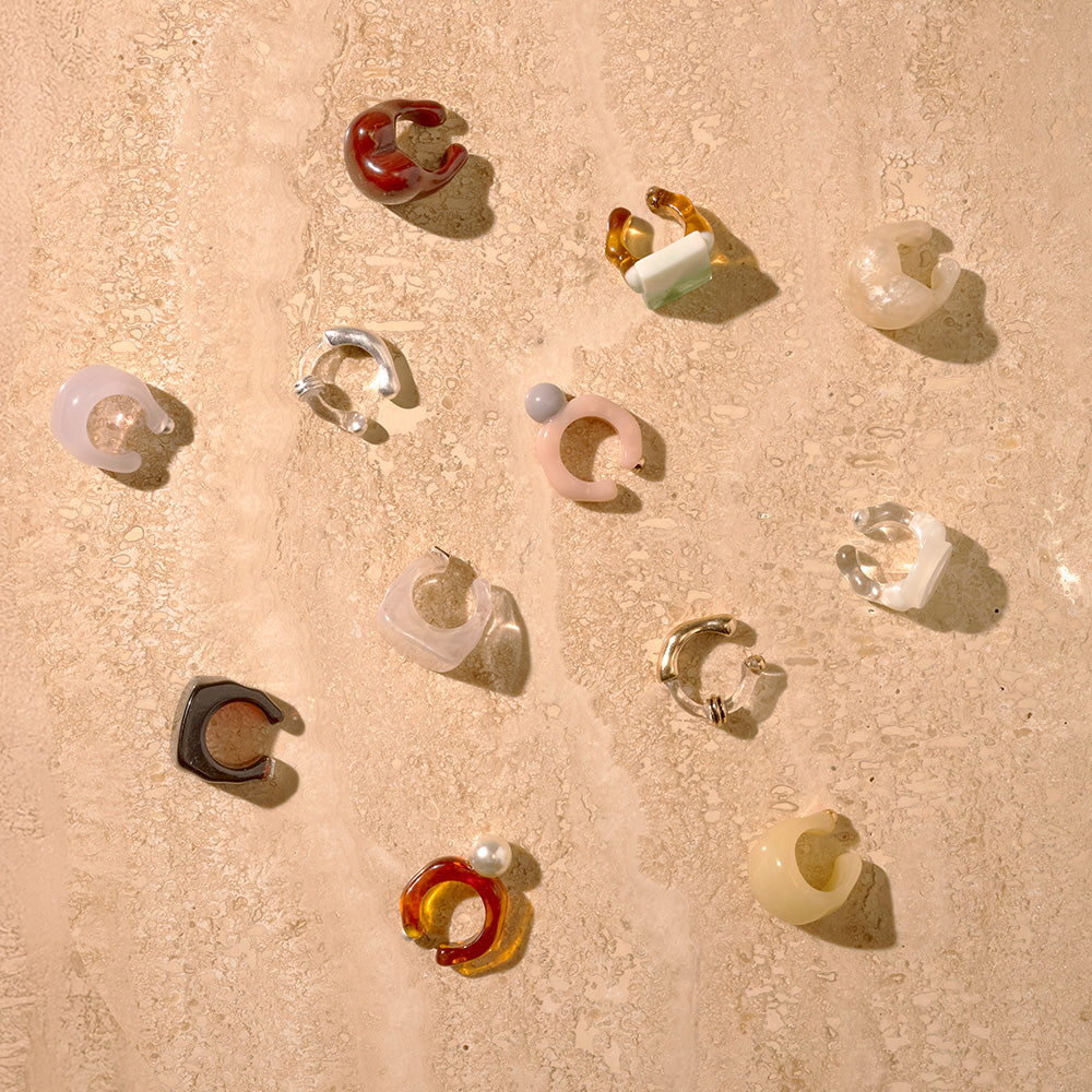 【LIMITED NUMBER/リミテッドナンバー】MELLOW スクエア サークル ウェーブ クリア マーブル カラーボール 12号 指輪