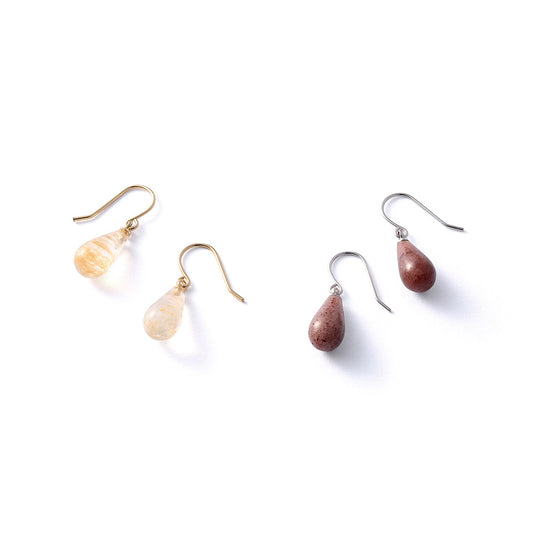 【Suu her.】ピアス ドロップ 天然石 フックピアス オリジナルクリアケース付き