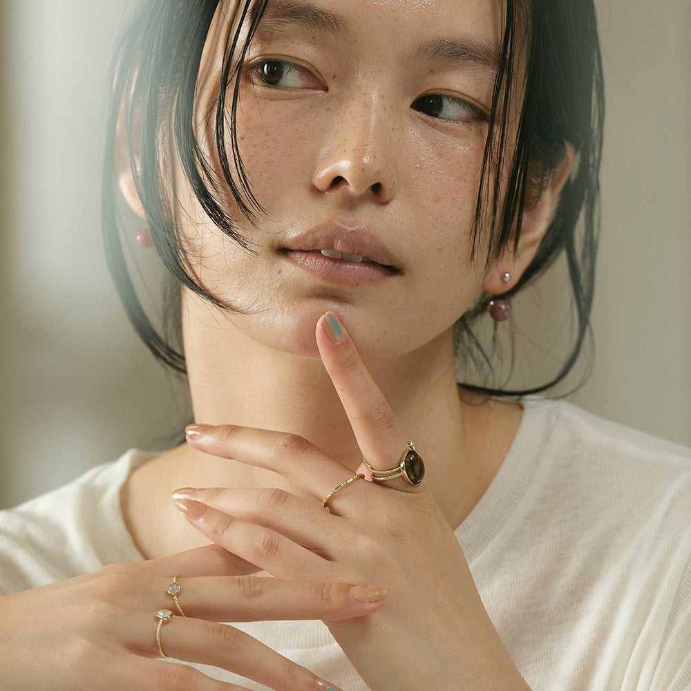 【Suu her.】ピアス サークル ボール 天然石 バックキャッチ フックピアス オリジナルクリアケース付き