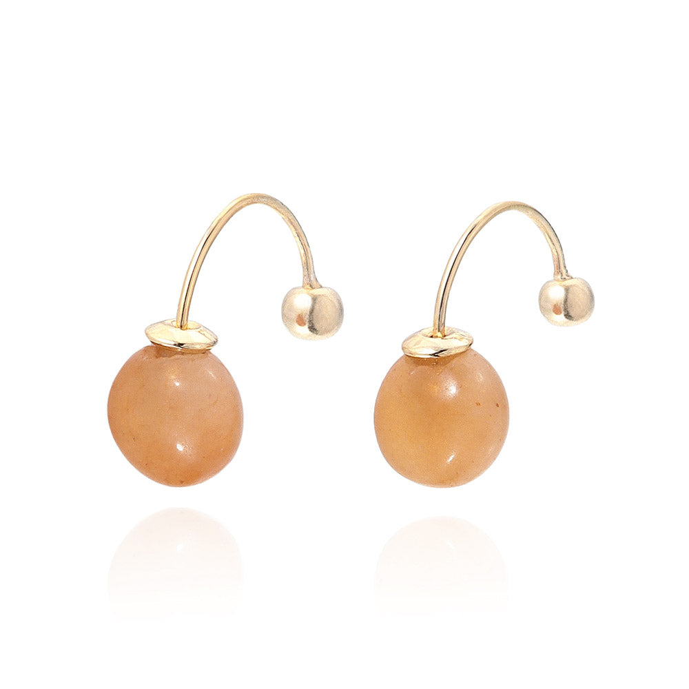 【Suu her.】ピアス サークル ボール 天然石 バックキャッチ フックピアス オリジナルクリアケース付き