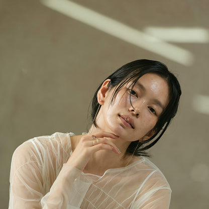 【Suu her.】ピアス ロング チェーン ボール 天然石 チタンポスト バックキャッチ スタッドピアス オリジナルクリアケース付き