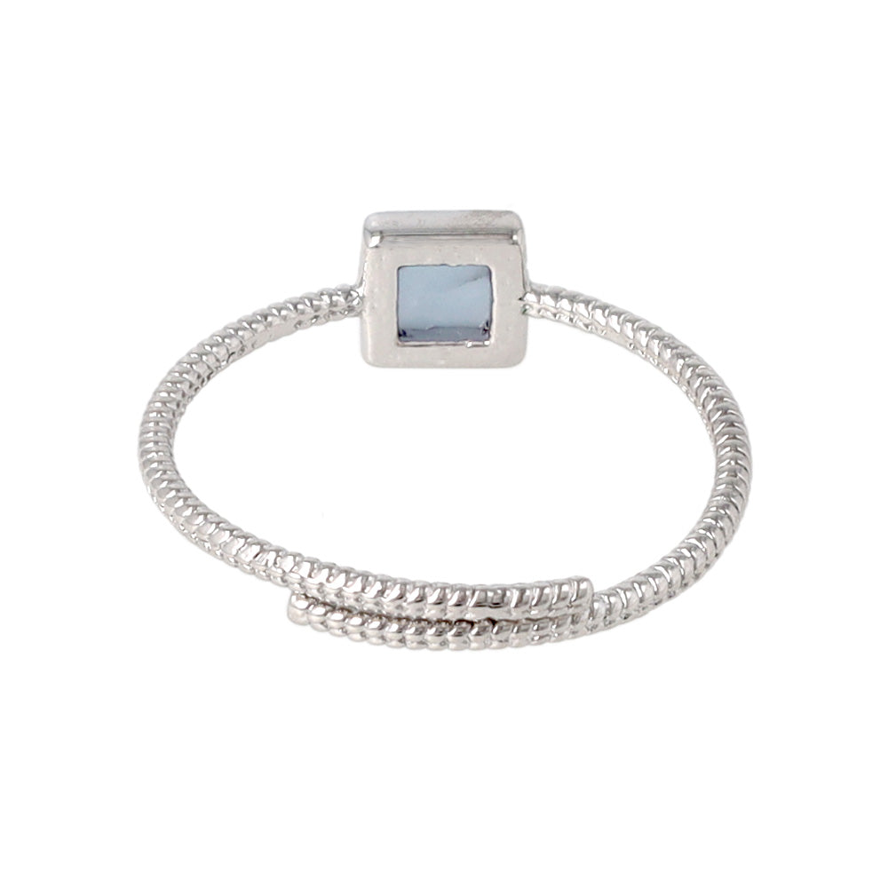 【Suu her.】リング テクスチャー ミニ スクエア フレーム 天然石 フリーサイズ 指輪 オリジナルクリアケース付き