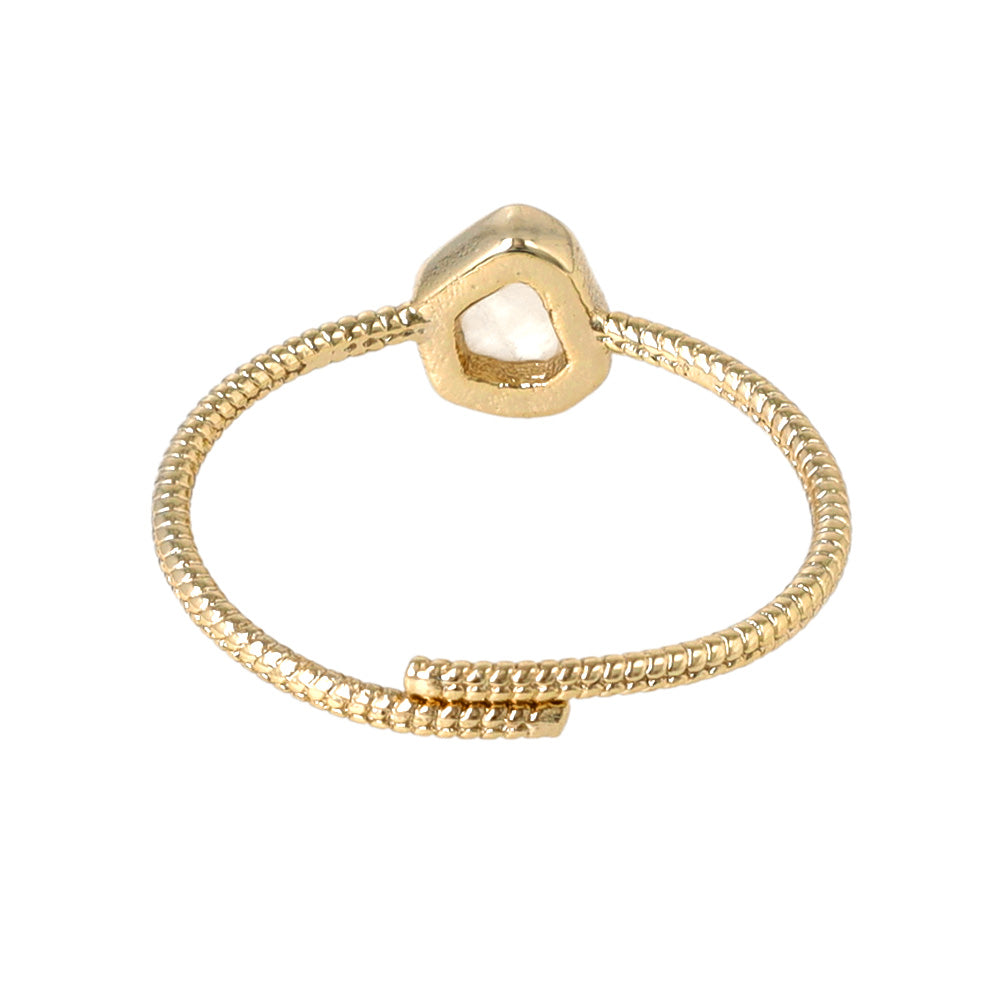 【Suu her.】リング テクスチャー ミニ ヘキサゴン フレーム 天然石 フリーサイズ 指輪 オリジナルクリアケース付き