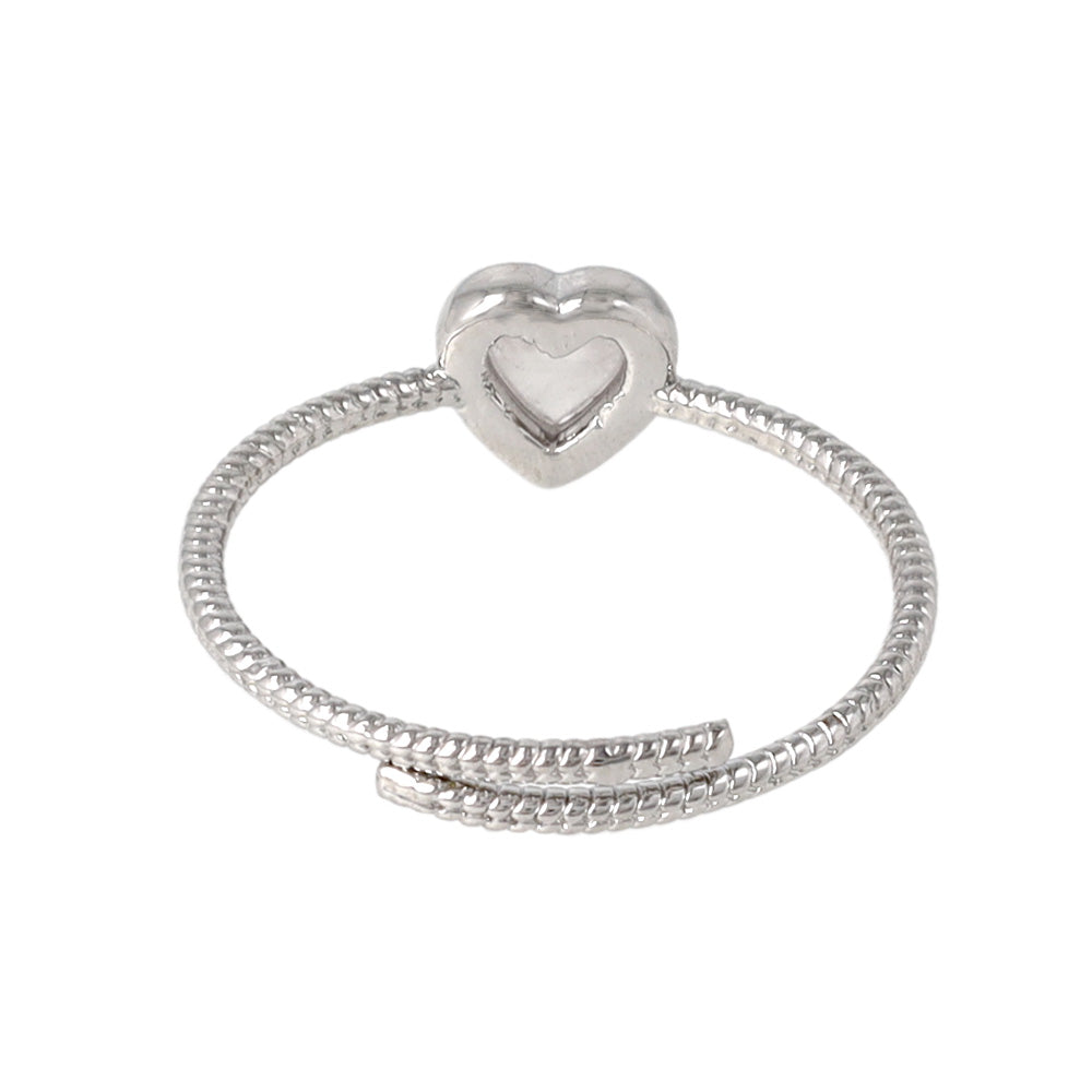 【Suu her.】リング テクスチャー ミニ ハート フレーム 天然石 フリーサイズ 指輪 オリジナルクリアケース付き