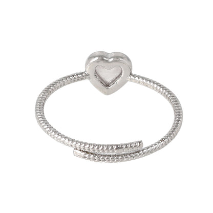 【Suu her.】リング テクスチャー ミニ ハート フレーム 天然石 フリーサイズ 指輪 オリジナルクリアケース付き